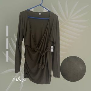Old navy xl olive green maternity wrap shirt